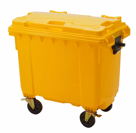 Bidone della spazzatura in HDPE da 50 litri, 100/120/240/360/660/1100, contenitore per rifiuti in plastica, per uso pubblico