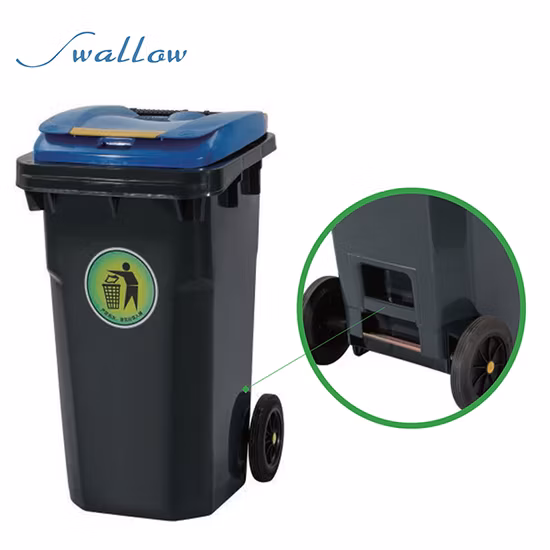 Pattumiera per rifiuti con ruote in plastica da 240 litri